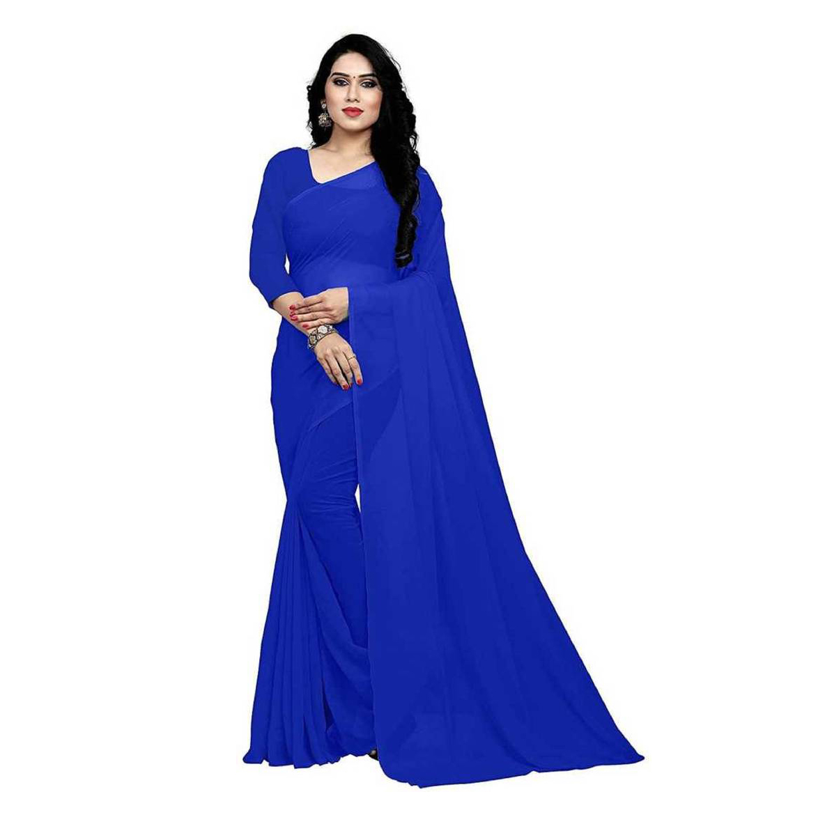Weightless Georgette Saree for Women - Blue, Elegant and Lightweight