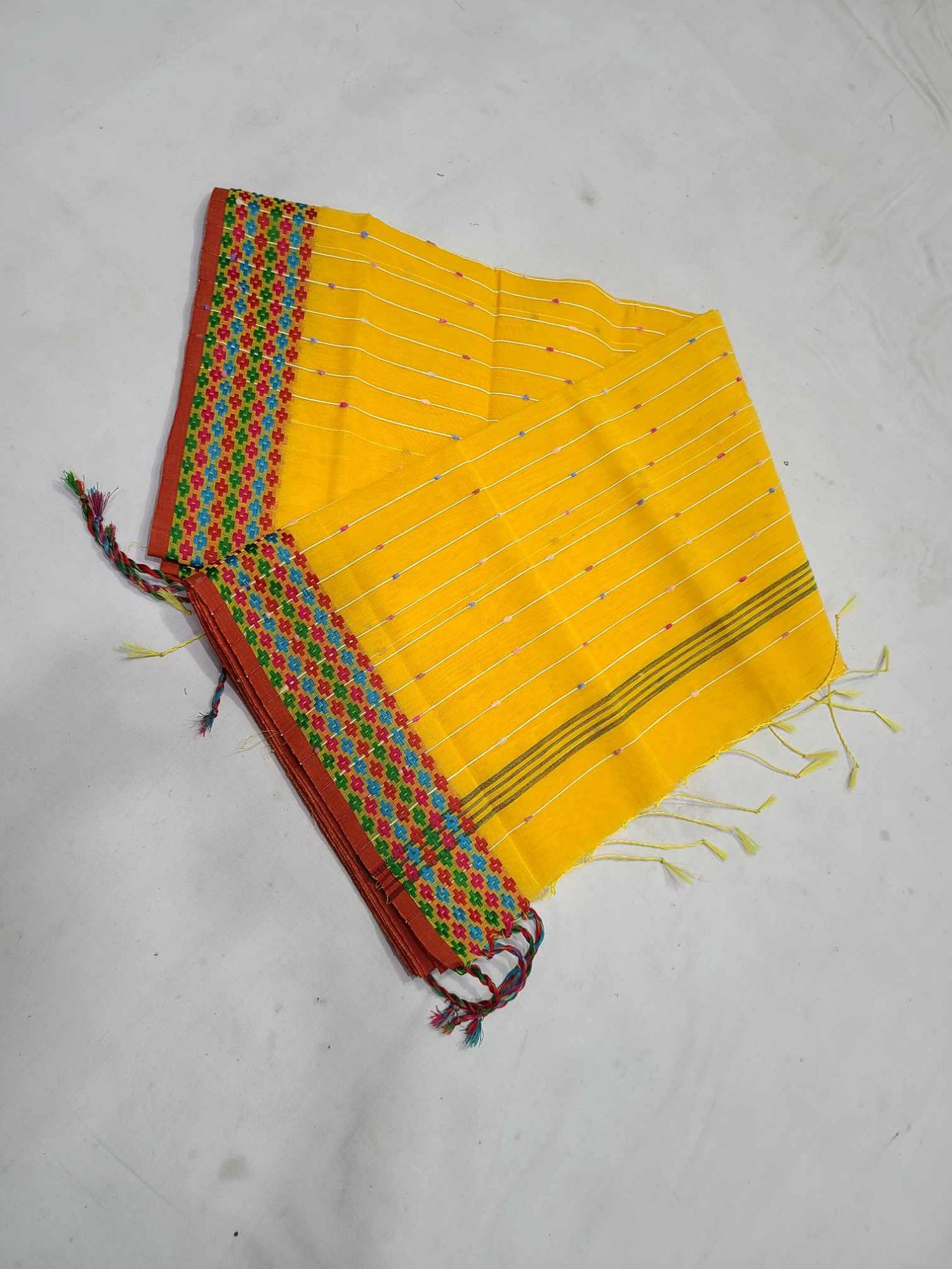 8 Hand Khesh Yellow Colour Saree For Small Baby