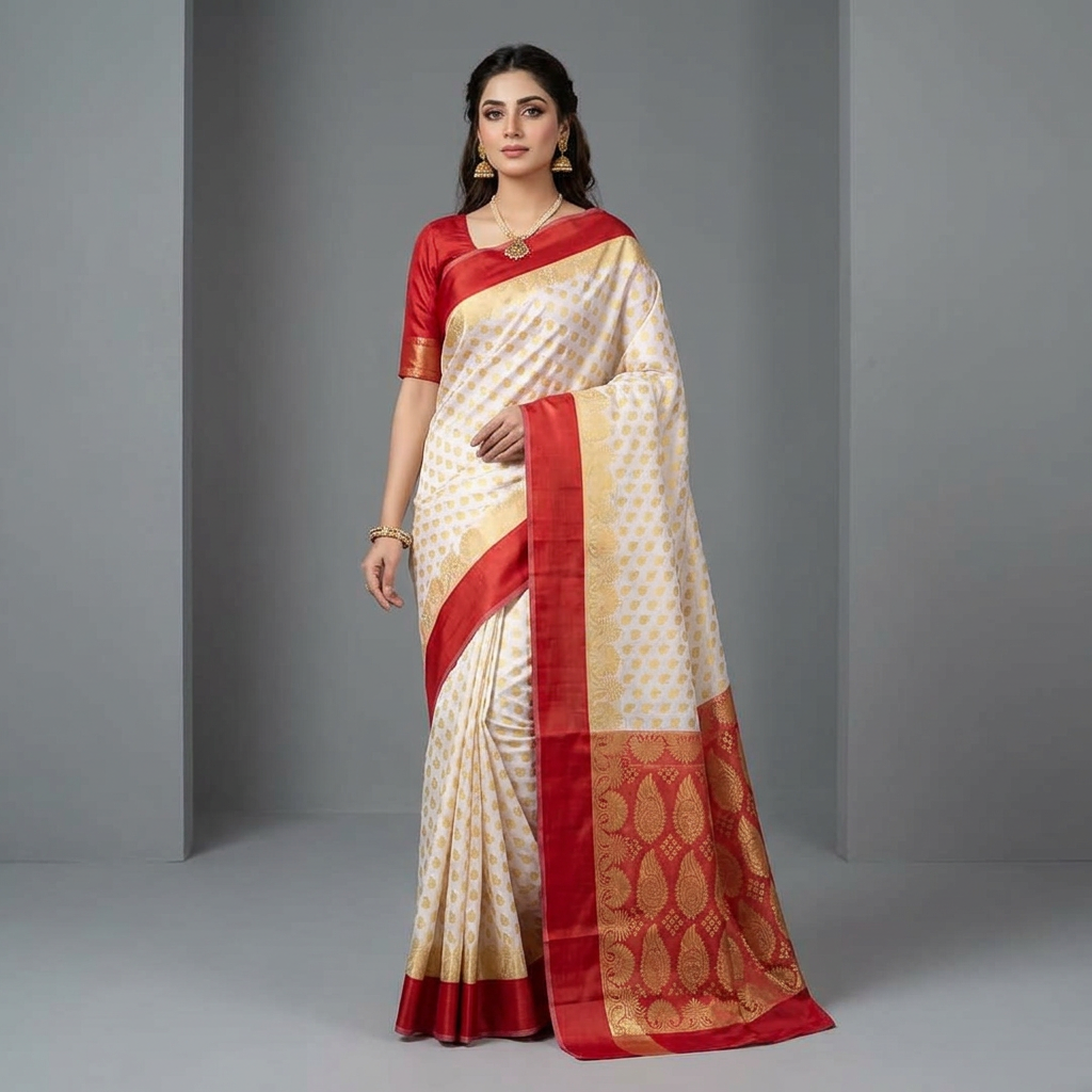 Silk Katan Saree for Women - Soft New Silk Katan Fabric Tangail Style
