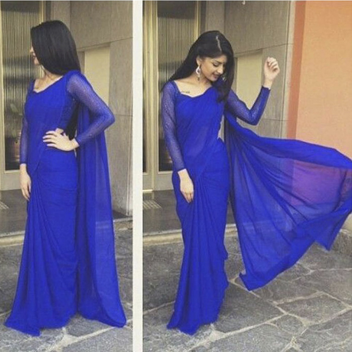 Weightless Georgette Saree for Women - Blue
