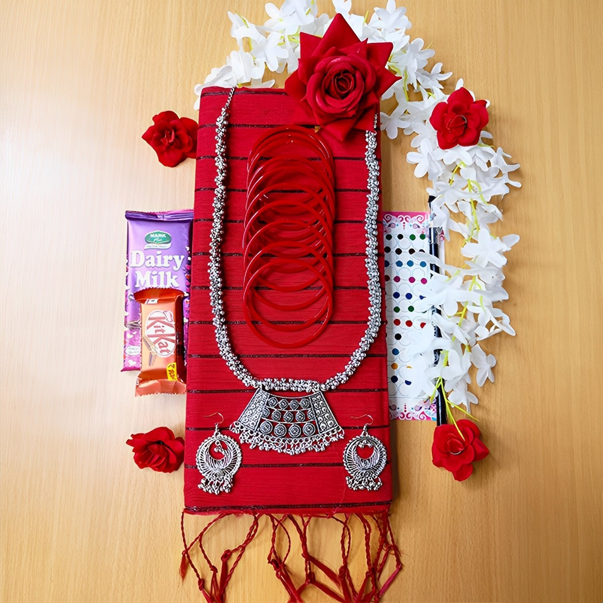 Red Saree Combo Gift Set (Valentine Special)