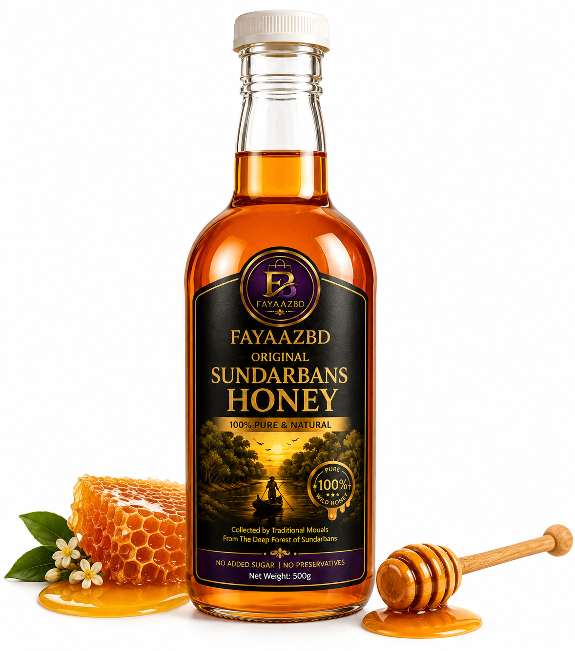 FayaazBD Original Sundarbans Honey – 100% Pure Natural Wild Honey (500g)